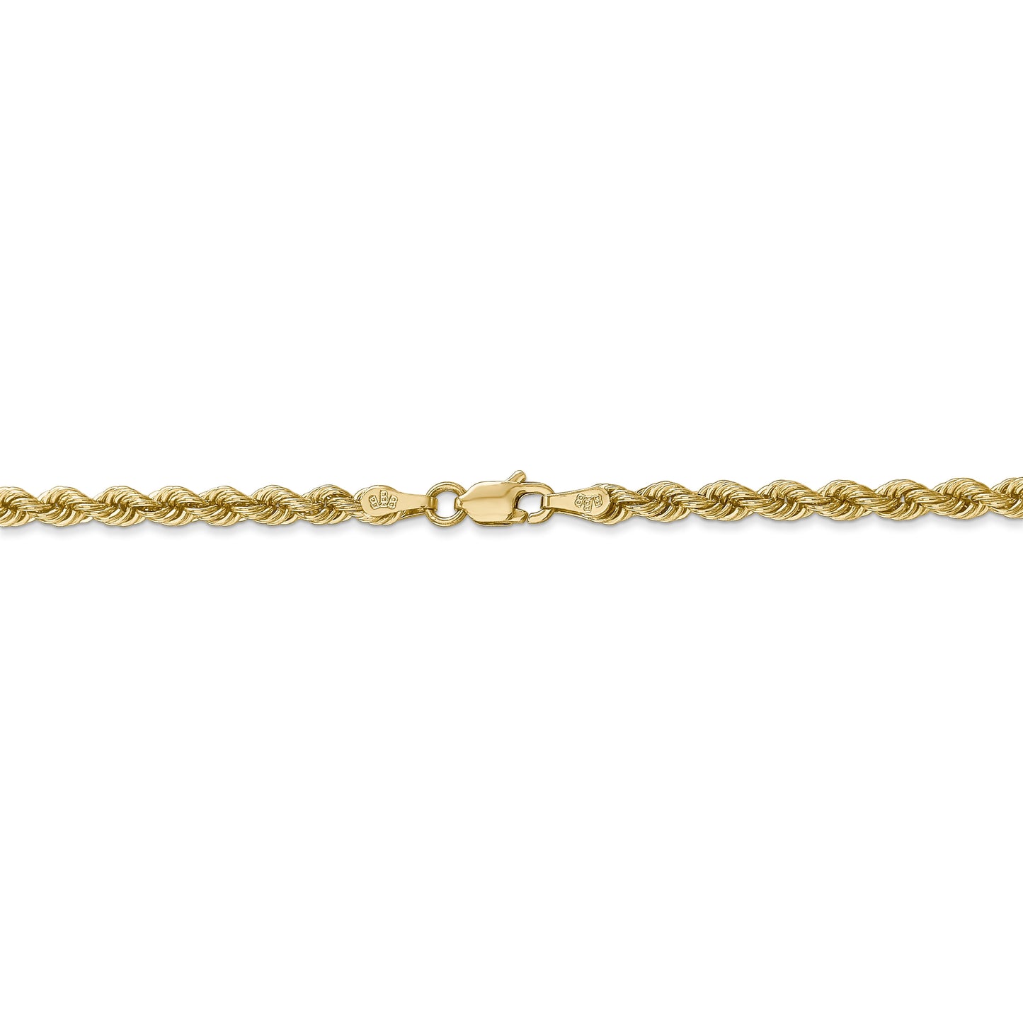 14k Yellow Gold Solid 3mm Handmade Regular Rope Chain Necklace 18 Inch Lobster Claw Jewelry Gifts for Women