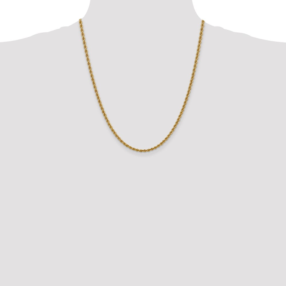 14k Yellow Gold Solid 3mm Handmade Regular Rope Chain Necklace 18 Inch Lobster Claw Jewelry Gifts for Women