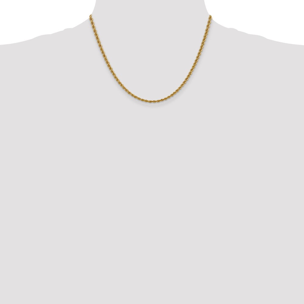 14k Yellow Gold Solid 3mm Handmade Regular Rope Chain Necklace 18 Inch Lobster Claw Jewelry Gifts for Women