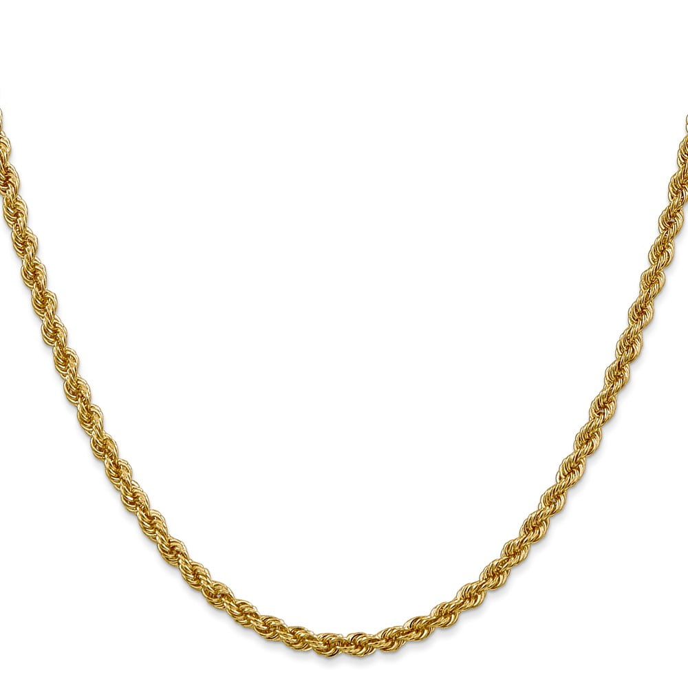 14k Yellow Gold Solid 3mm Handmade Regular Rope Chain Necklace 18 Inch Lobster Claw Jewelry Gifts for Women