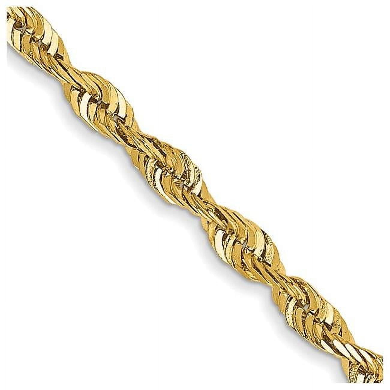 14k Yellow Gold Solid 3mm Handmade Regular Rope Chain Necklace 18 Inch Lobster Claw Jewelry Gifts for Women