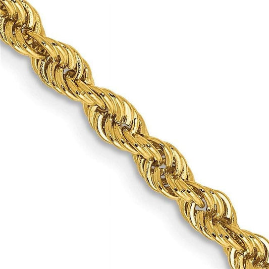 14k Yellow Gold Solid 3mm Handmade Regular Rope Chain Necklace 18 Inch Lobster Claw Jewelry Gifts for Women