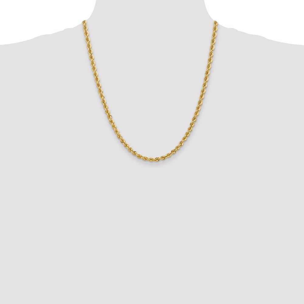 14k Yellow Gold Solid 3mm Handmade Regular Rope Chain Necklace 18 Inch Lobster Claw Jewelry Gifts for Women