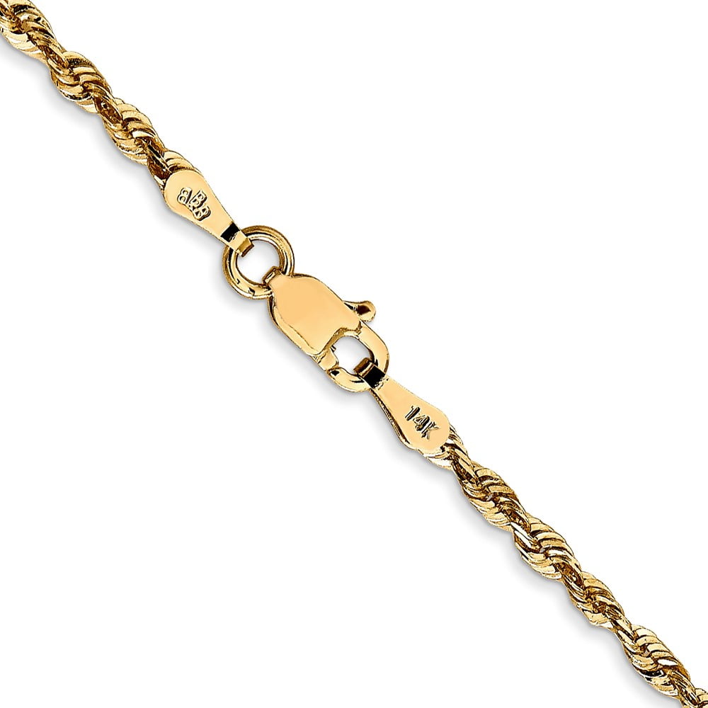 14k Yellow Gold Solid 3mm Handmade Regular Rope Chain Necklace 18 Inch Lobster Claw Jewelry Gifts for Women